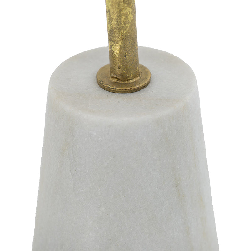 Iron Floral Hurricane Table Lamp with Marble Base - Gold & White