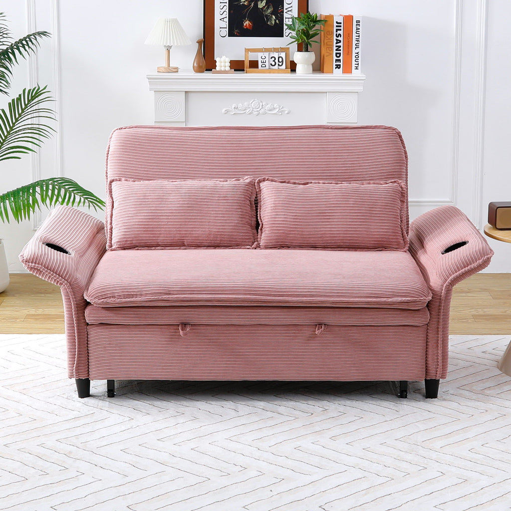 Modern Fabric Sofa Bed with Adjustable Armrests and Backrests - Multiple Colors