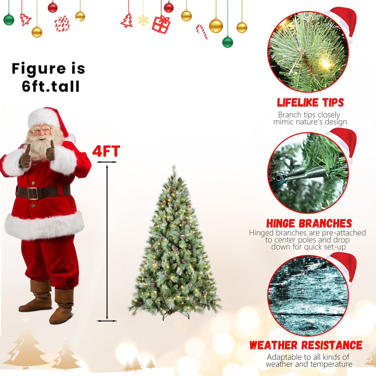 7FT Christmas Tree With 400 Warm Lights