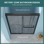 Double Sliding Glass Shower Door with Tempered Glass - Matte Black