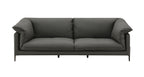Top Grain Leather Stationary Sofa with Memory Foam Cushions - Black