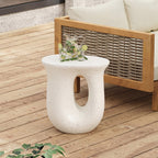 Outdoor MGO Side Table with Travertine-Look Finish – White or Light Grey