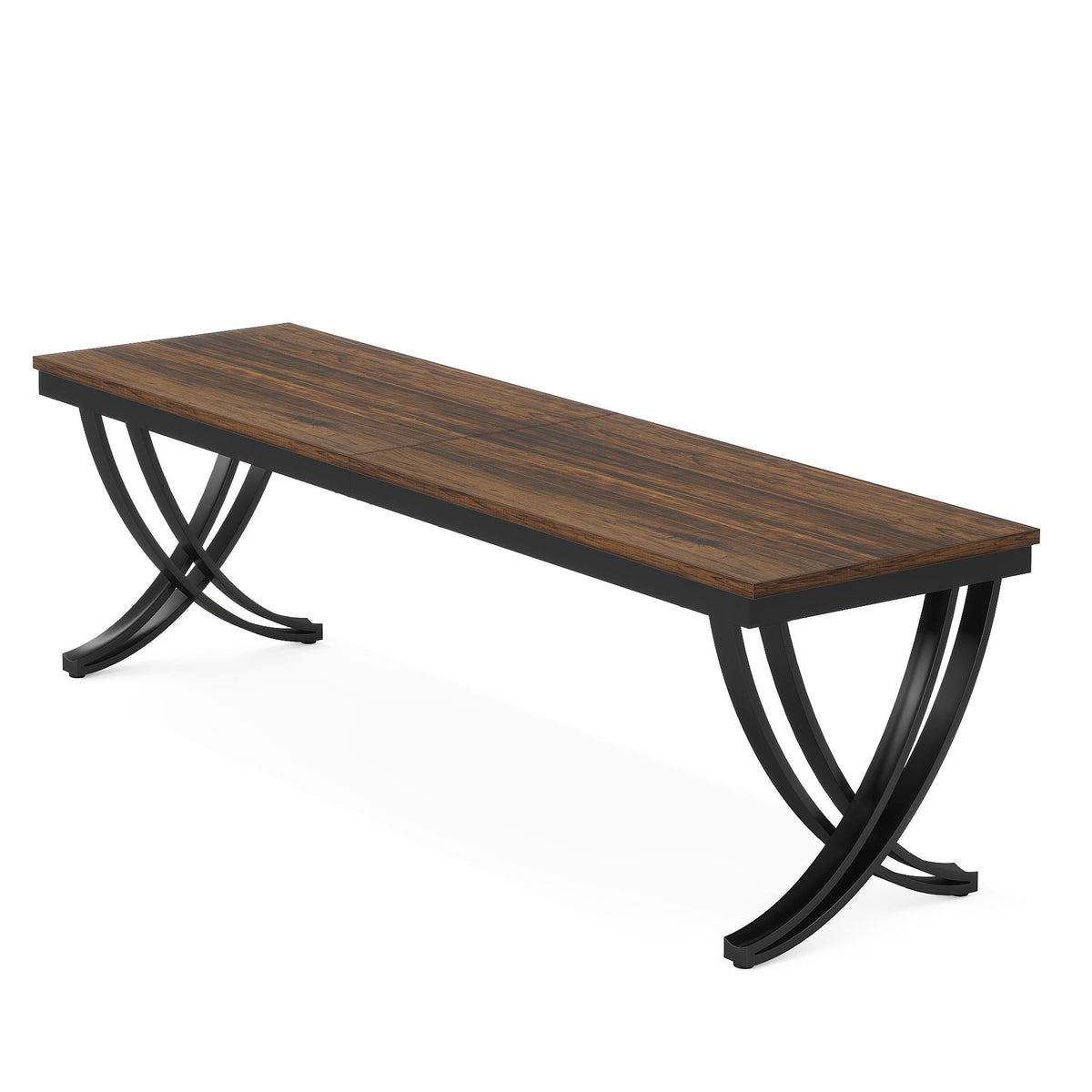 Extra Long 2 Person Desk With X Legs - Brown / Black