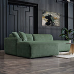 High-Quality Microfiber Sectional Sofa with Deep Seating - Beige or Dark Green
