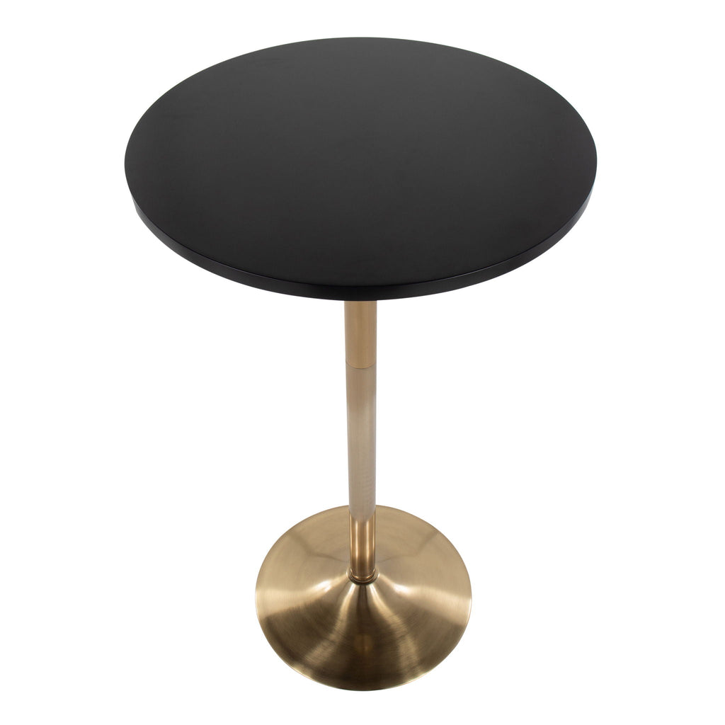 Pebble Adjustable Height Table with Metal Base and Wood Top - White or Black