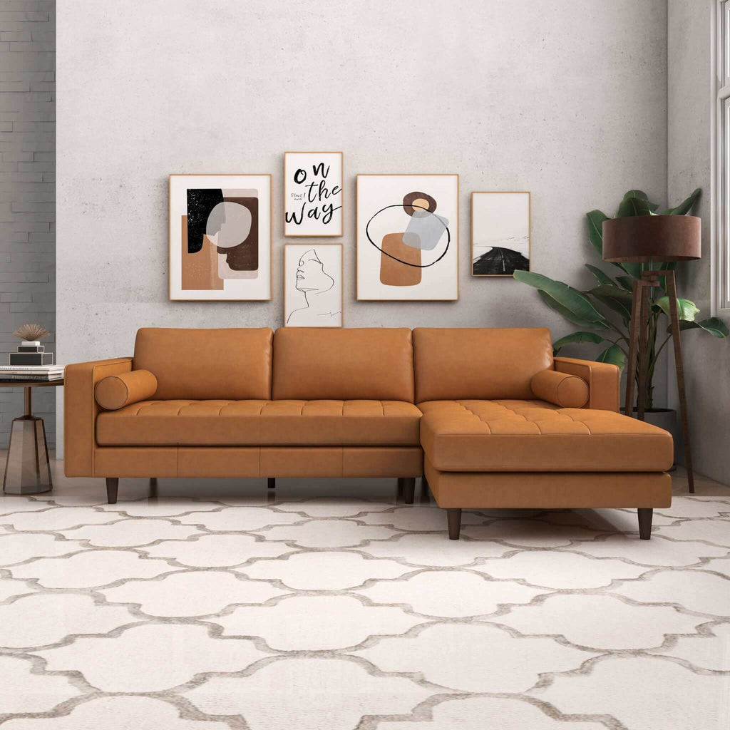 Corner Sectional Sofa with Removable Cushions - Orange