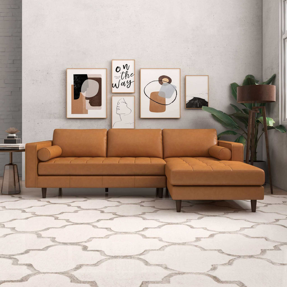 Corner Sectional Sofa with Removable Cushions - Orange