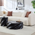 Modern Petal Shape Side Table with Sculptural Base - Black