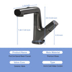 Pull Down Bathroom Sink Faucet with 3 Water Modes - Gunmetal Black
