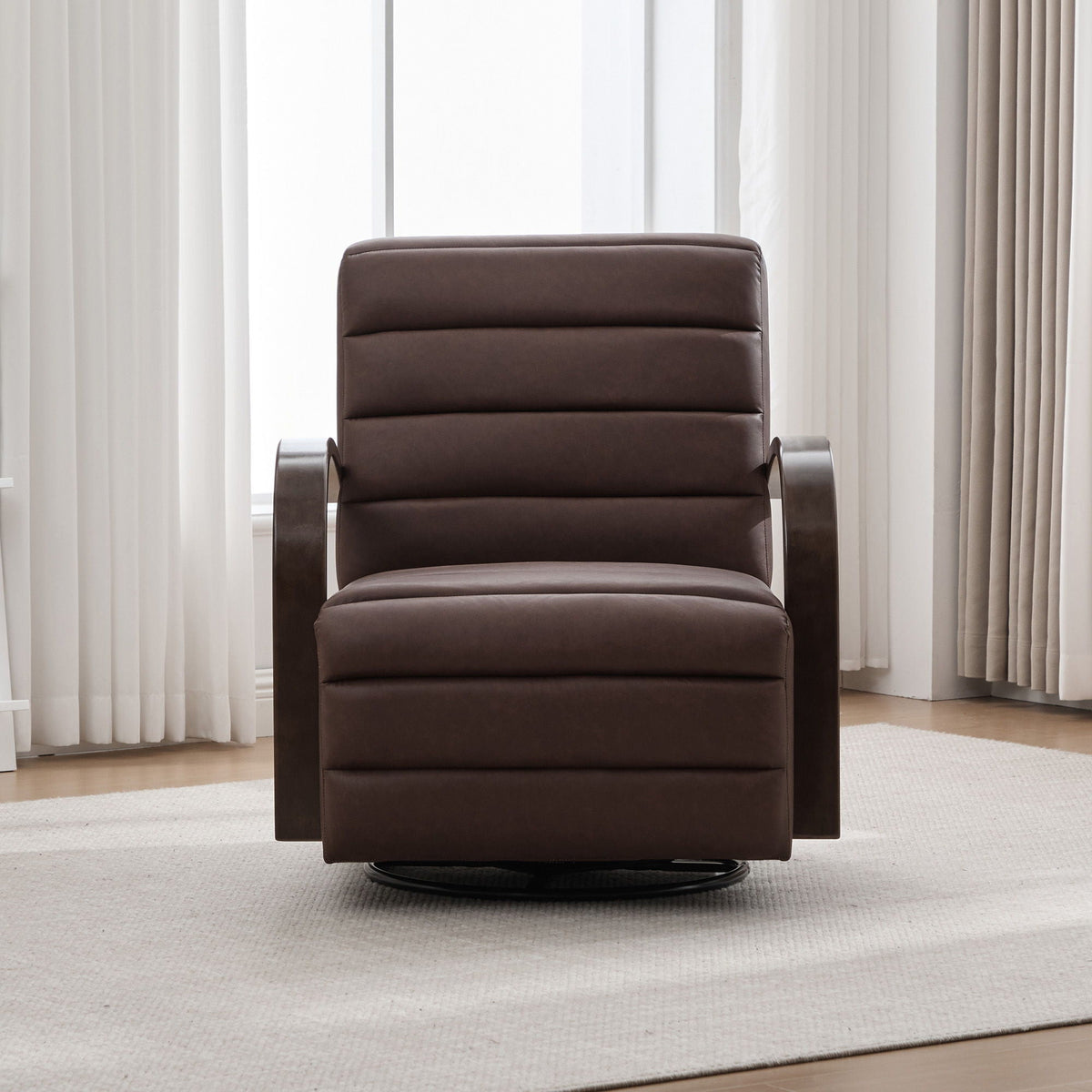360° Swivel Accent Chair with Armrests - Dark Brown or Dark Gray