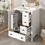 Bathroom Vanity with Integrated Basin and Soft Close Drawers - Multiple Colors