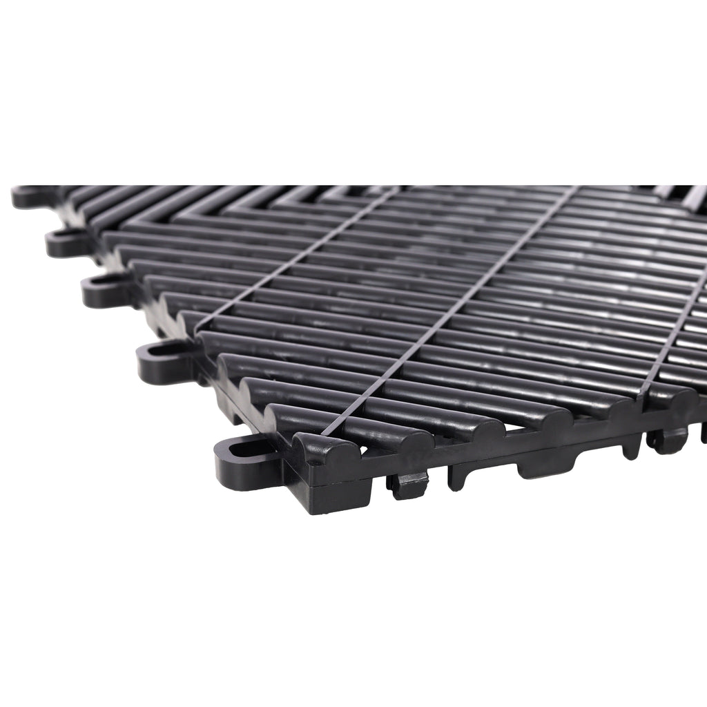 25pcs Plastic Garage Floor Mats with Interlocking Non-Slip Surface - Black or Yellow