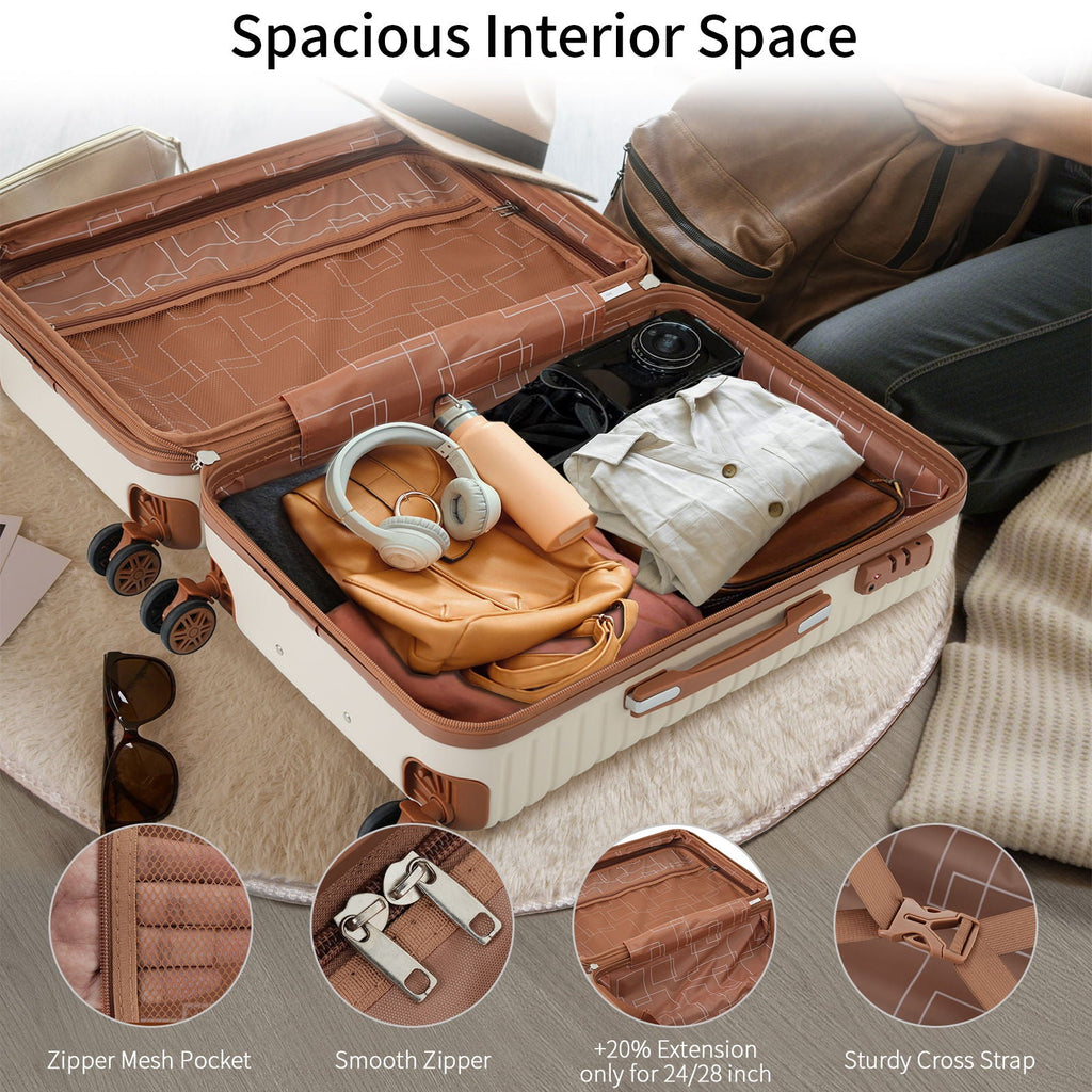 4 Piece Hard Shell Luggage Set with Spinner Wheels - Multiple Colors