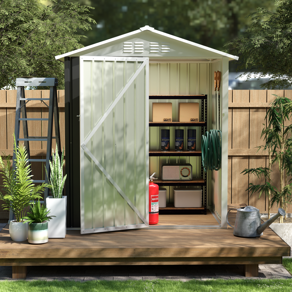 Metal Outdoor Storage Shed with Hinge Door - Grey