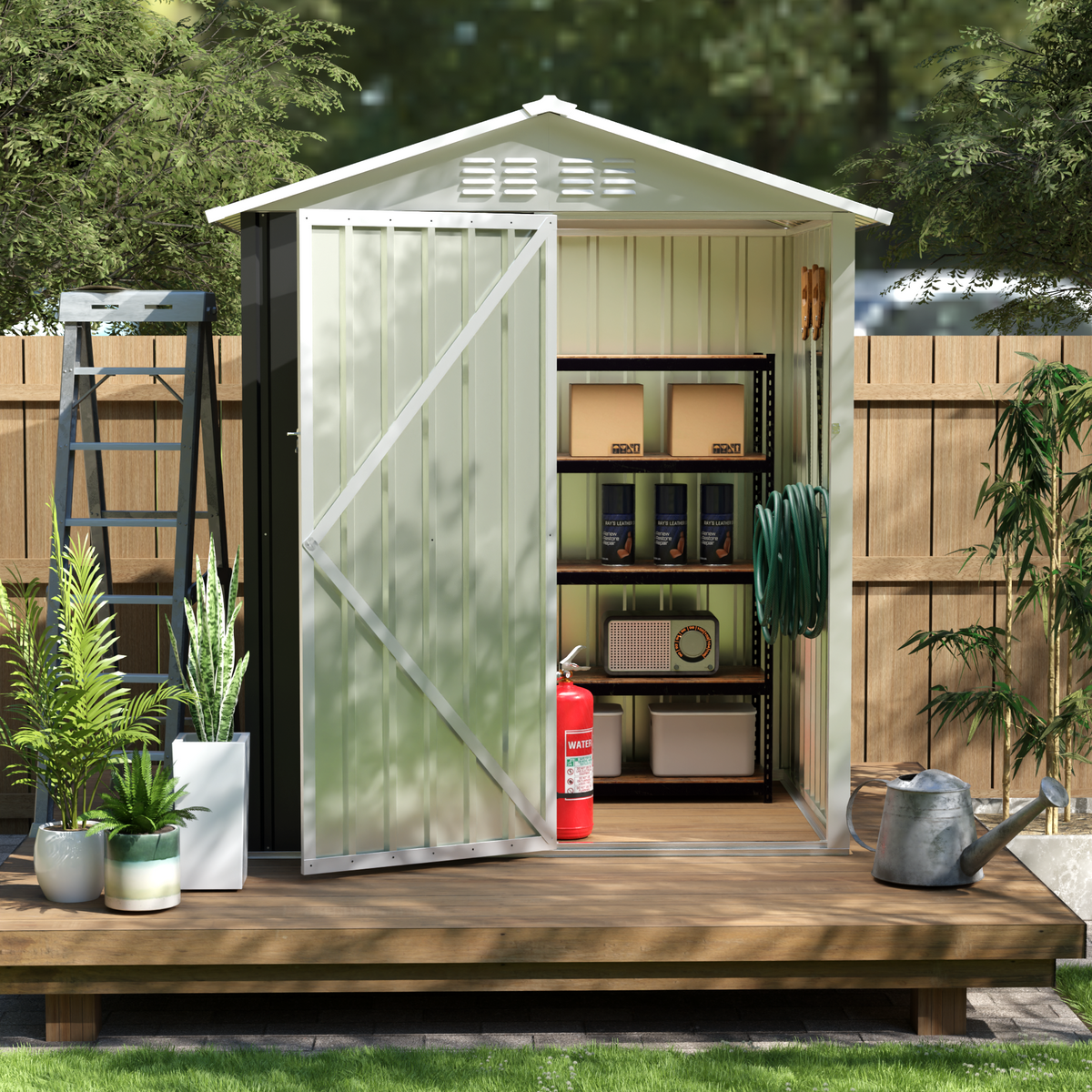 Metal Outdoor Storage Shed with Hinge Door - Grey