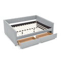 Upholstered Queen Daybed with 2 Drawers - Fabric Storage Bed - Beige or Gray