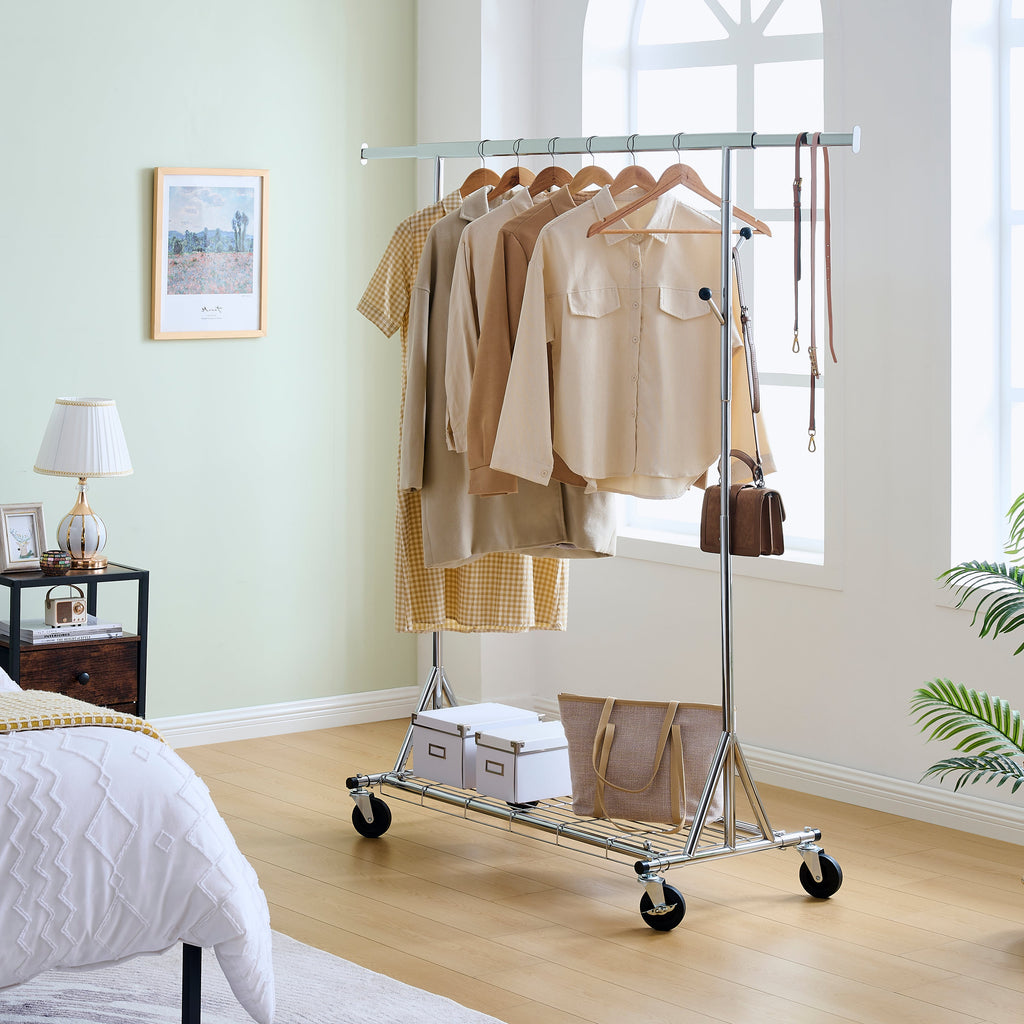 Heavy Duty Rolling Clothes Rack with 600 lbs Capacity - Iron