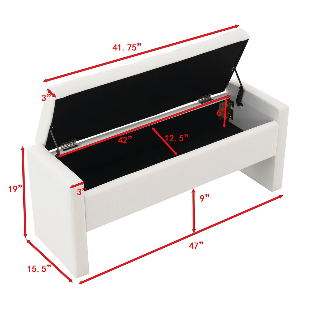 Modern Upholstered Large Bed End Bench with Hidden Storage - Multiple Colors