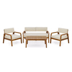 Teak 4-Piece Outdoor Sofa Set with Cushions - Patio Furniture