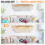 Rectangular Crystal Chandelier with Adjustable Height - Gold