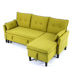 Reversible Chaise Sleeper Sectional Sofa with Storage - Cotton-Linen Upholstery