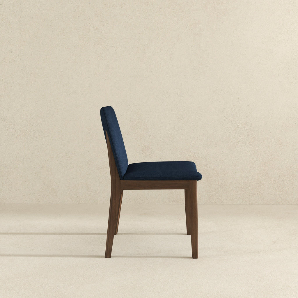 Mid-Century Modern Solid Wood Dining Chair Set with Fabric Upholstery - Multiple Colors