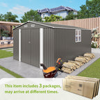 Outdoor Storage Shed with Lockable Doors - Dark Gray