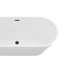 Gloss Freestanding Bathtub with Overflow & Pop Up Drain - White