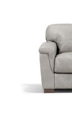 Gray Leather Arm Chair Cornelia with Sturdy Wood Frame - Gray