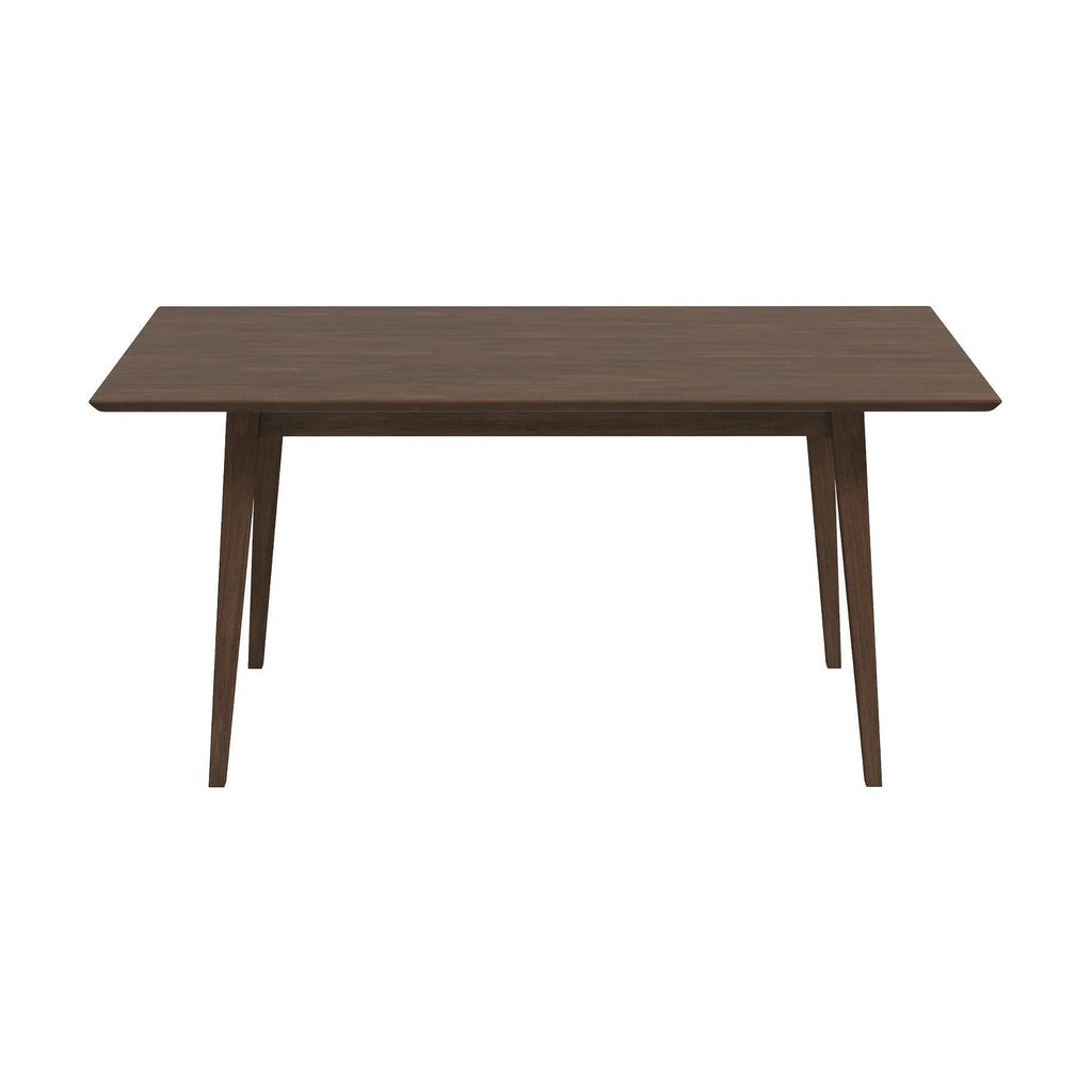 Modern Rectangular Dining Table with Solid Wood Construction - Dark Brown or White