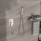 Modern Shower System with Waterfall Tub Spout - Black or Gray