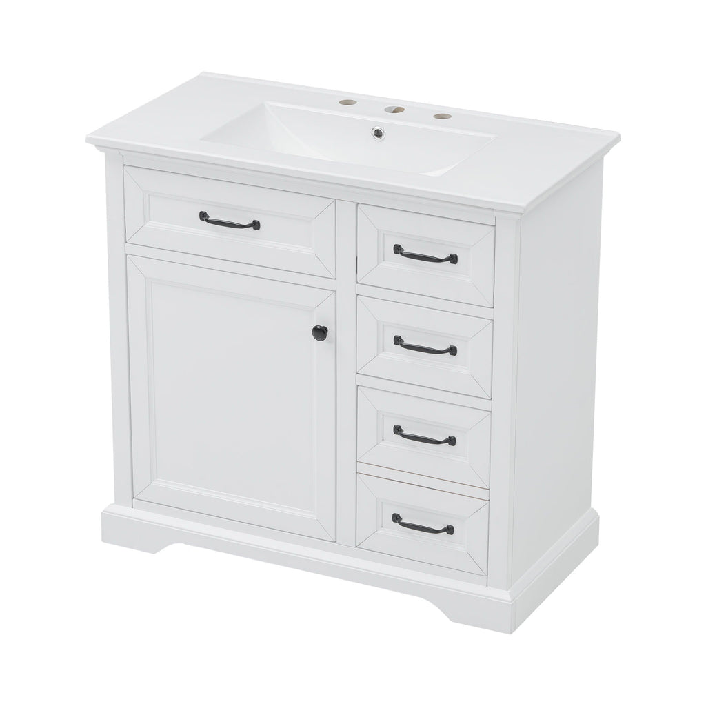 36" Bathroom Vanity with Sink and Soft Close Hinges - Dark Gray or White