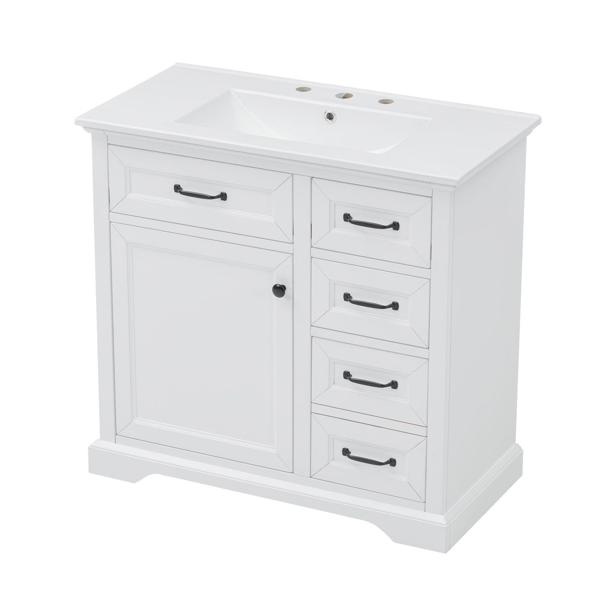 36" Bathroom Vanity with Sink and Soft Close Hinges - Dark Gray or White