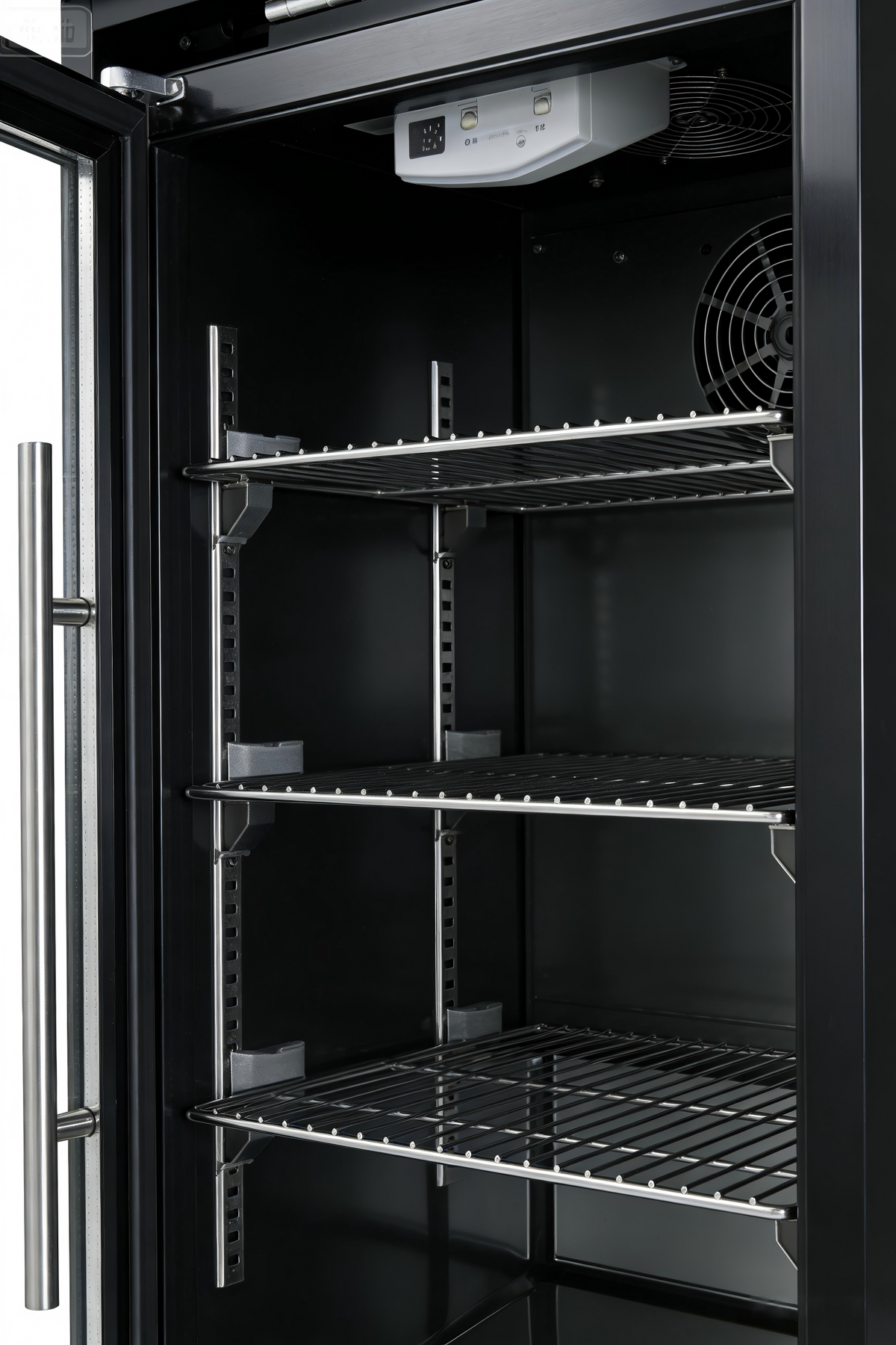 Black Single Door Fridge Cabinet with Stainless Steel Construction - Black