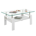 Modern Rectangular Coffee Table with Glass Top and Storage Shelf - White, Gray, Dark Gray, Dark Brown