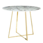 Contemporary Glam Dining Table with Round Marble Top - Pearl Silver, Gold, or Black