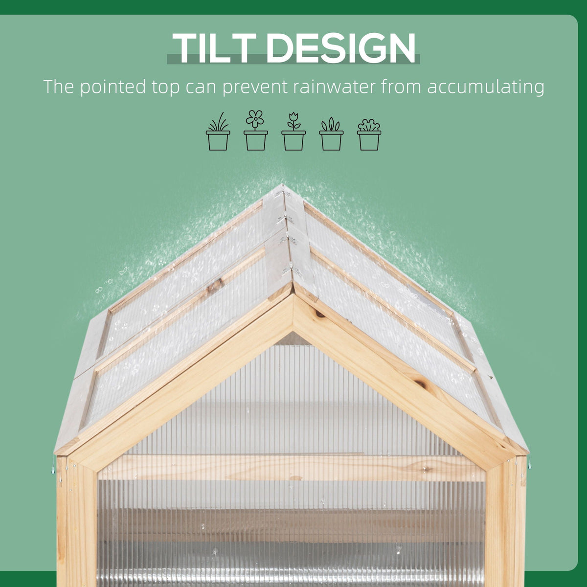 Raised Garden Bed with Polycarbonate Greenhouse - Natural