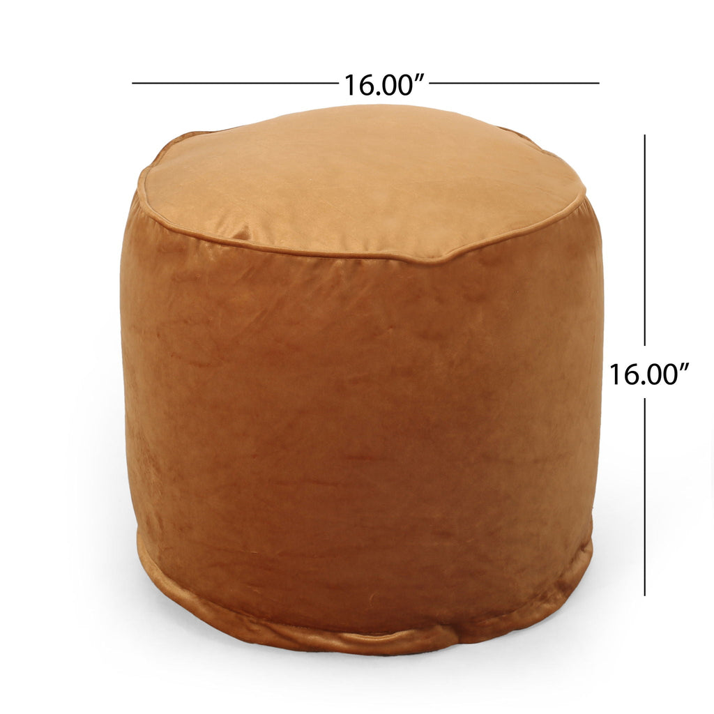 Cylinder Pouf Ottoman with Polystyrene Bead Filling - Dark Gray or Dark Brown