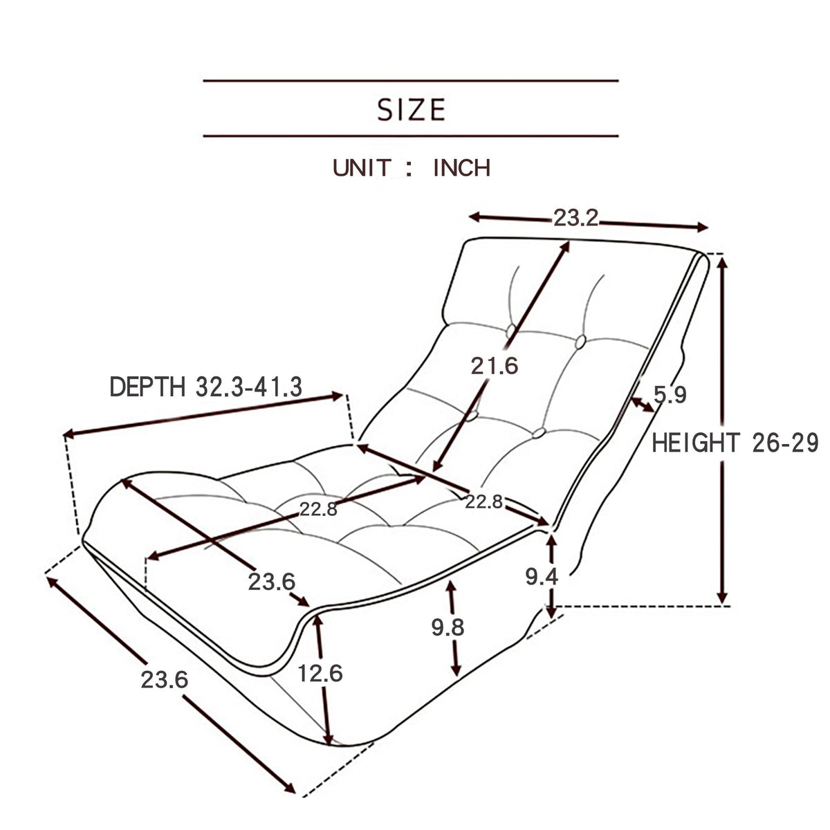 Reclining Japanese Chair with Adjustable Back - Fabric