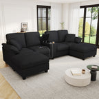 Modern U-Shaped Sectional Sofa with Storage Ottomans - Choice of Color