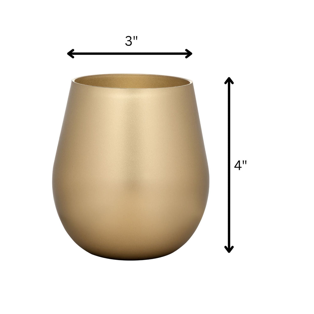 Plastic Wine Glasses Set of 4 with Unbreakable Shatterproof Design - Gold or Pearl Silver