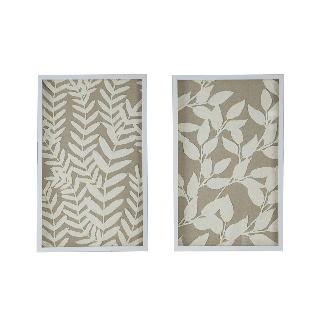 Shadow Box Wall Decor with Paper Florals – White