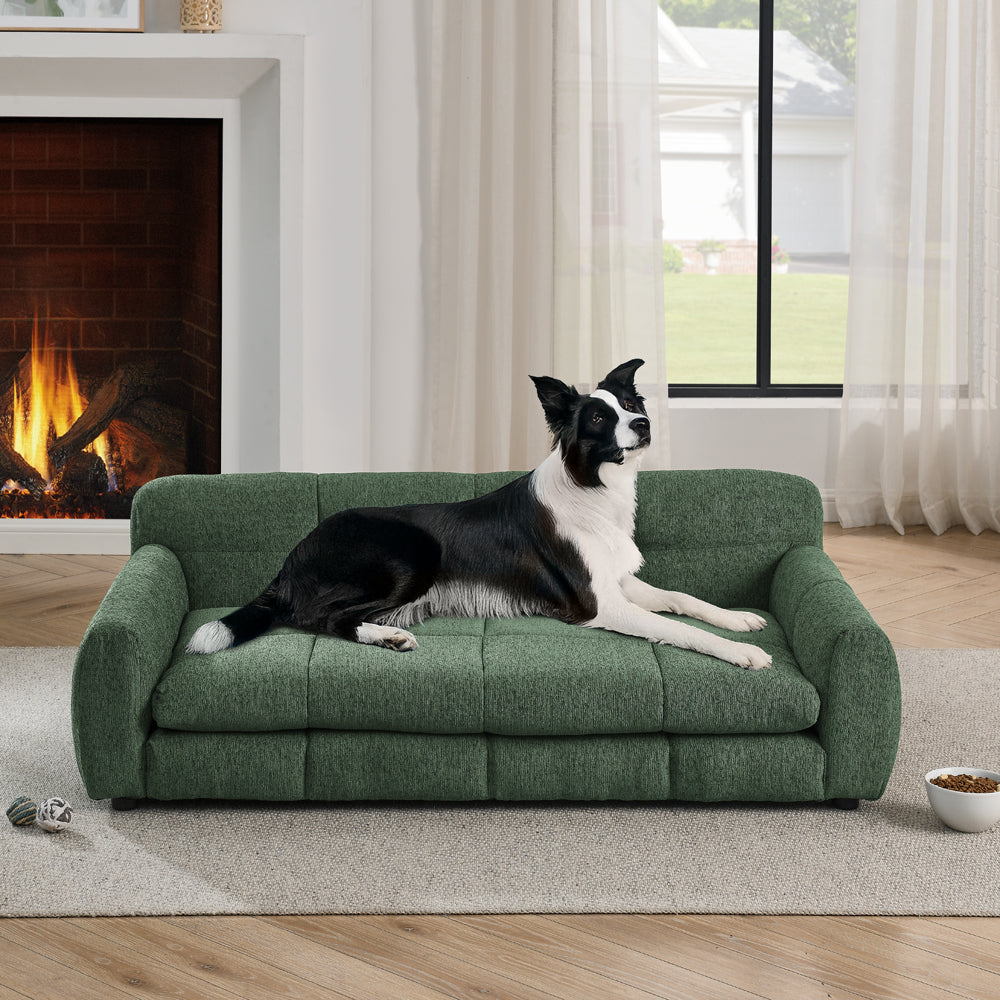 Soft and Comfortable Pet Bed for Big and Oversized Dogs with Armrests - Olive Green