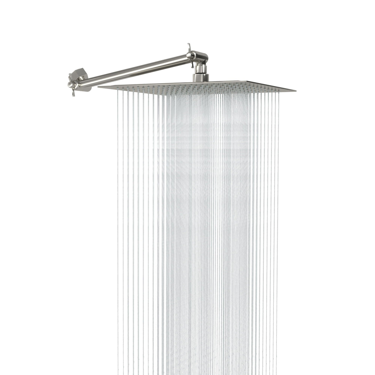 Luxury Rain Shower Head with Adjustable Arm - Brushed Nickel