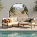 Brooklyn 3-Pieces Patio Conversation Set with Acacia Wood - Teak & Beige