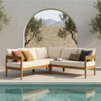Brooklyn 3-Pieces Patio Conversation Set with Acacia Wood - Teak & Beige