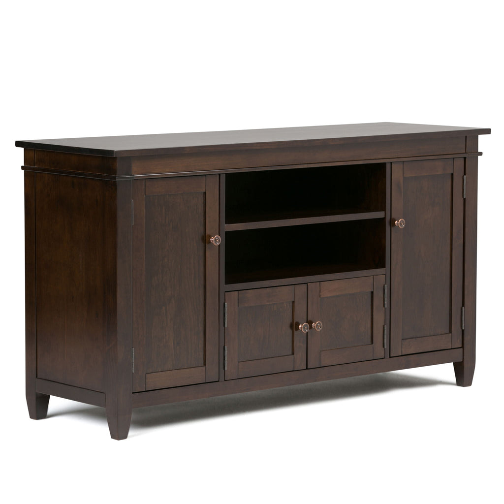 Solid Wood TV Media Stand with Ample Storage - Dark Brown