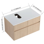 32-Inch Wall-Mounted Bathroom Vanity with Soft Close Doors - White Oak