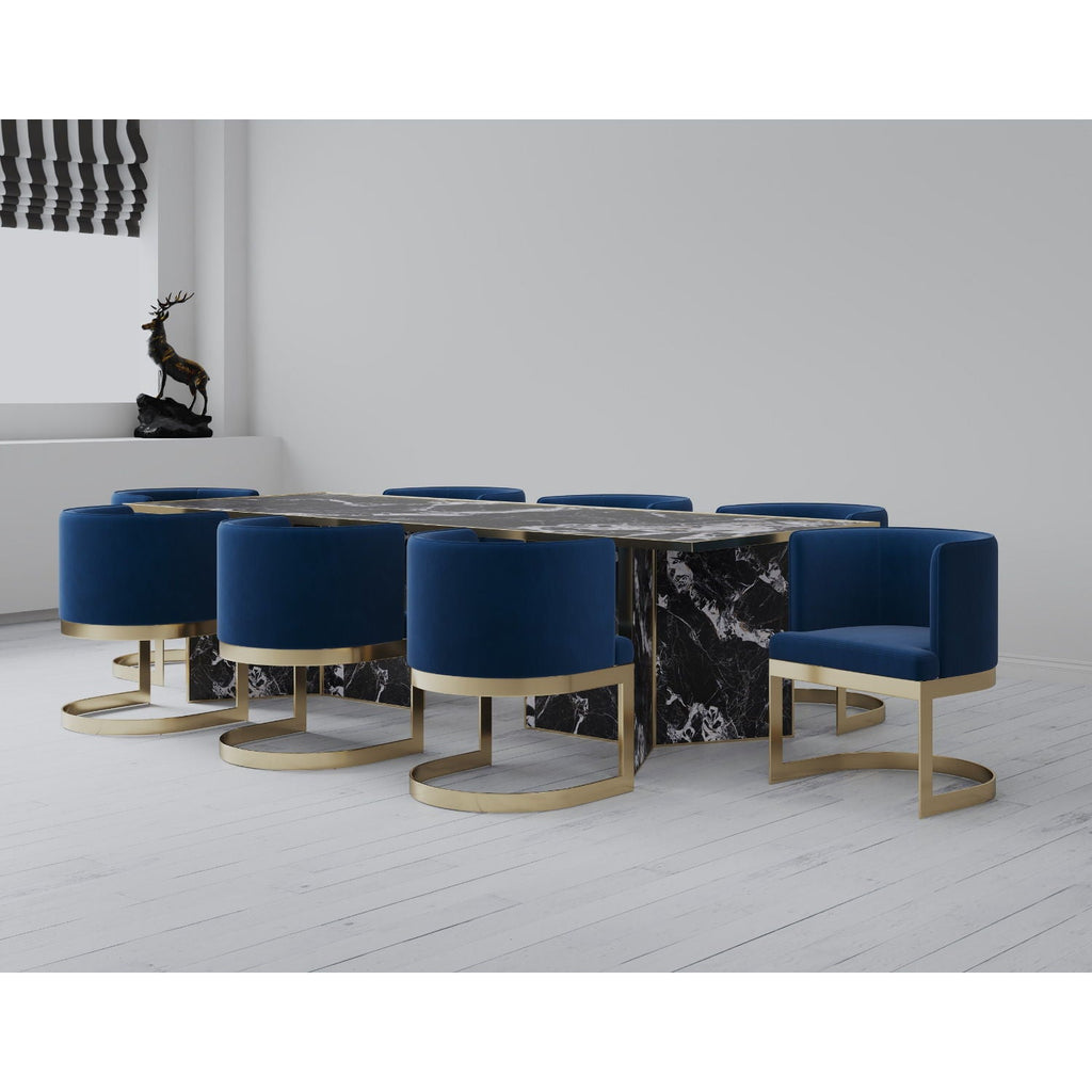 Aura Dining Chair with Brass Frame - Pink, Blue, or Beige