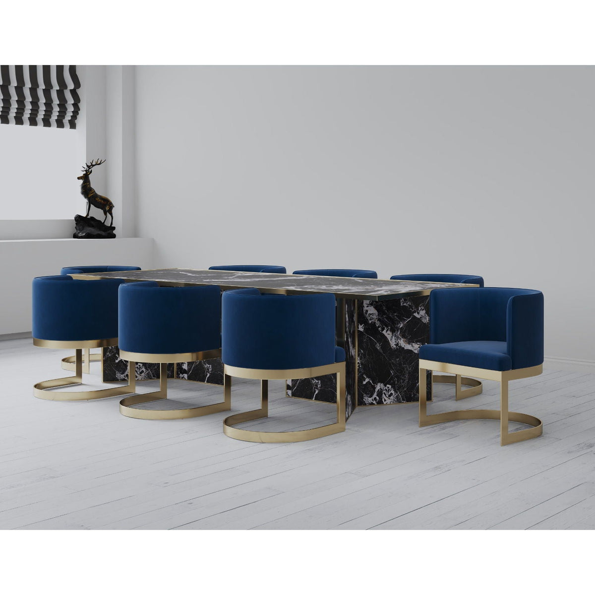 Aura Dining Chair with Brass Frame - Pink, Blue, or Beige